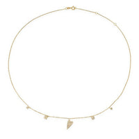 Asymmetrical Diamond Heart Necklace in 14K Yellow Gold