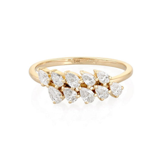Tapered Pear Diamond Cluster Eternity Ring in 14K Gold