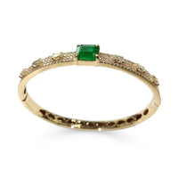 Emerald Cut Green Bangle Bracelet in 14K Yellow Gold