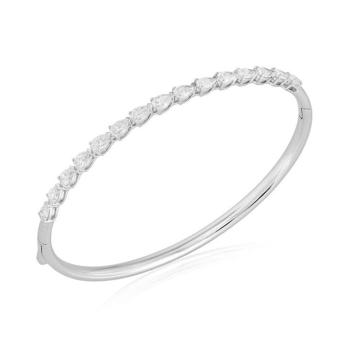 Pear Cut Diamond Cluster Bangle Bracelet in 18K White Gold