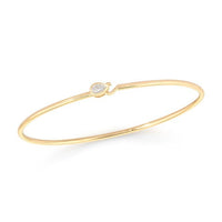 Minimalist Bangle Pear Shaped Emerald Bracelet in 14K Yellow Gold