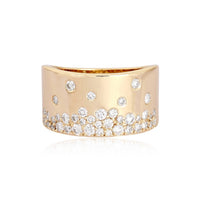 Wide Band Scattered Diamond Ring in 14K Yellow Gold