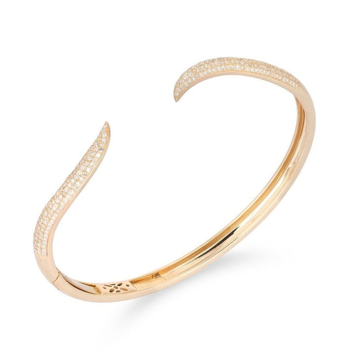 Crescent Bliss Diamond Bangle Bracelet in 14K Yellow Gold