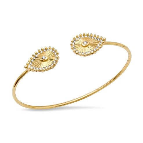 Shiny Bangle 14K (or 18k upon request) Yellow Gold Diamond Bracelet