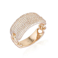 Luxury Ring Wide Pavé Diamond Ring in 14K Yellow Gold