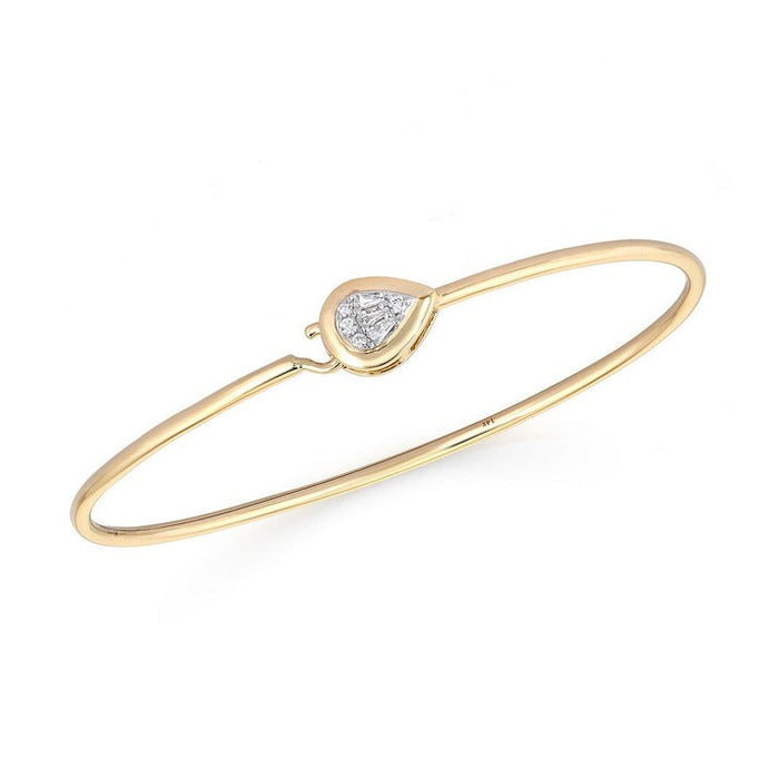 Baguette Diamond 14K (or 18k upon request) Yellow Gold Bangle Bracelet