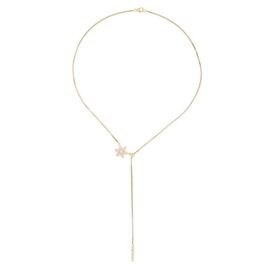 Inch Flower Shape Diamond Necklace in 14K Yellow Gold