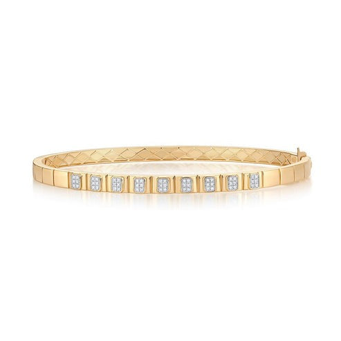 Baguette Diamond Bar Bangle Bracelet in 14K Yellow Gold