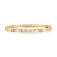 Baguette Diamond Bar Bangle Bracelet in 14K Yellow Gold