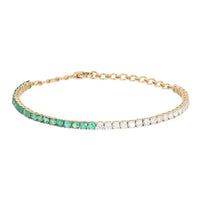 Chrysoprase Diamond Tennis Bracelet in 14K Yellow Gold