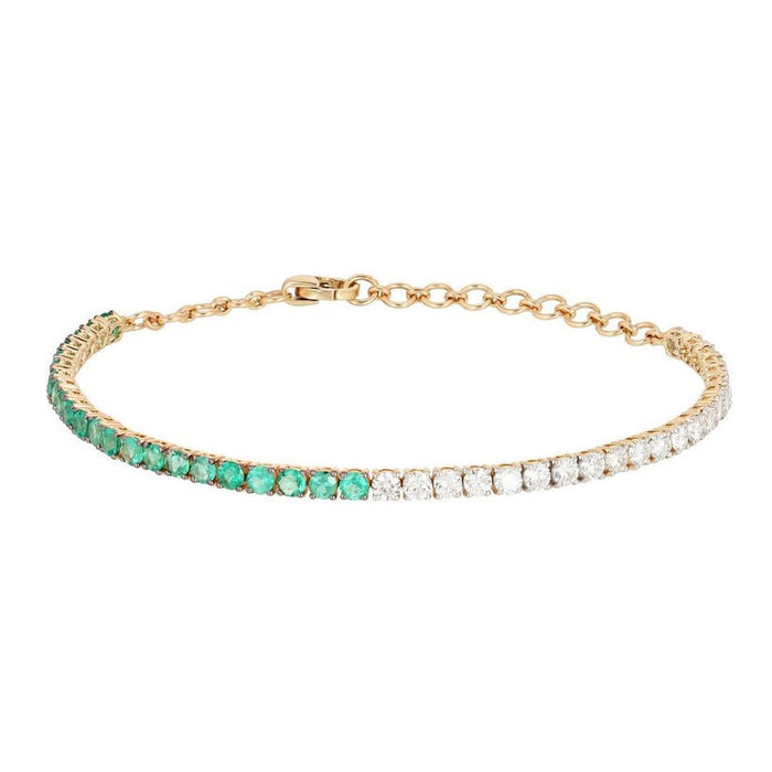 Chrysoprase Diamond Tennis Bracelet in 14K Yellow Gold
