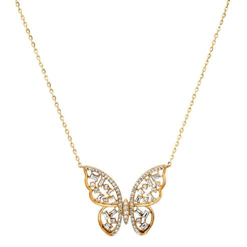 Kyanite Diamond Pendant Necklace in 14K Yellow Gold