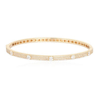 Regal Round Diamond Bangle Bracelet in 14K Yellow Gold
