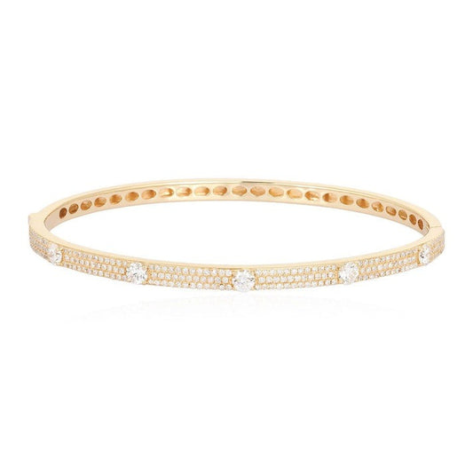 Regal Round Diamond Bangle Bracelet in 14K Yellow Gold