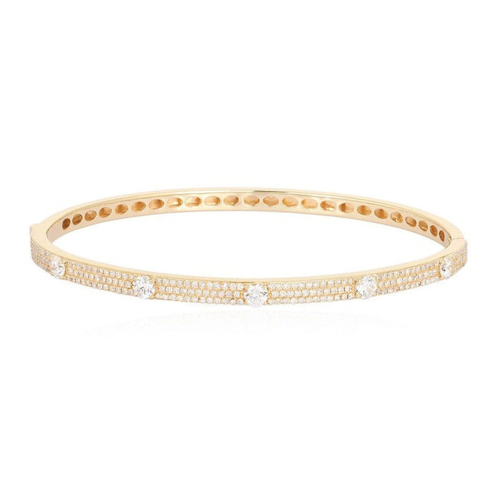 Regal Round Diamond Bangle Bracelet in 14K Yellow Gold