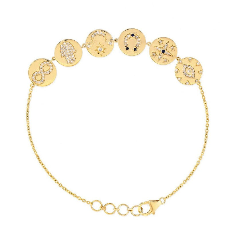 Golden Sapphire Bangle Charm Bracelet in 14K Yellow Gold