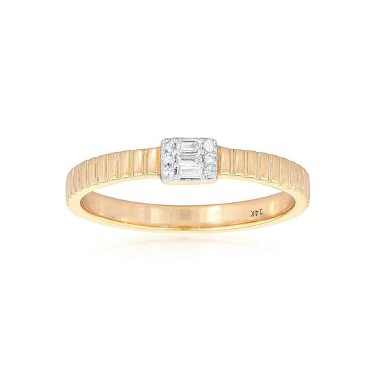 Square Baguette Diamond Ring in 14K Yellow Gold