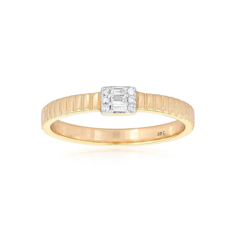 Square Baguette Diamond Ring in 14K Yellow Gold