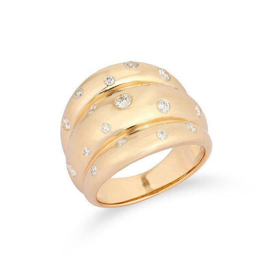 Scattered Diamond Bold Ring in 14K Yellow Gold