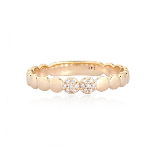 Diamond Dot Polished Bead Ring in 14K Yellow Gold
