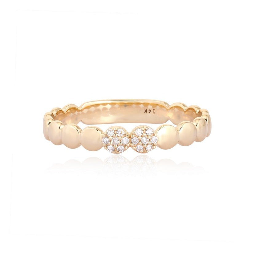Diamond Dot Polished Bead Ring in 14K Yellow Gold