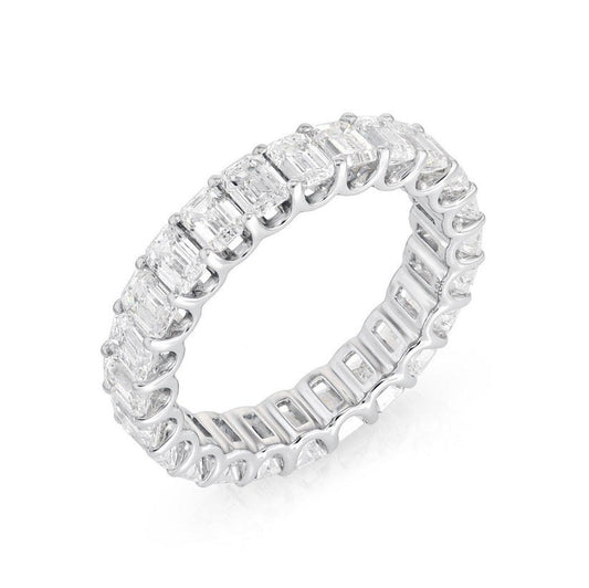 Emerald Cut White Diamond Eternity Ring in 18K White Gold