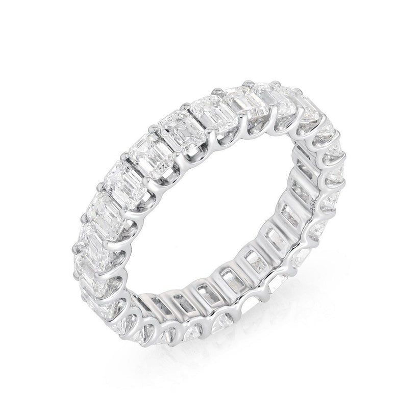 Emerald Cut White Diamond Eternity Ring in 18K White Gold