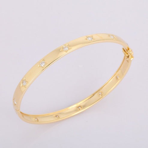 Sapphire Perfect Diamond Bangle Bracelet in 14K Yellow Gold