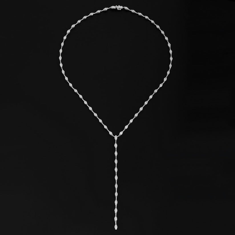 Moon Lariat Diamond Necklace in 18K White Gold