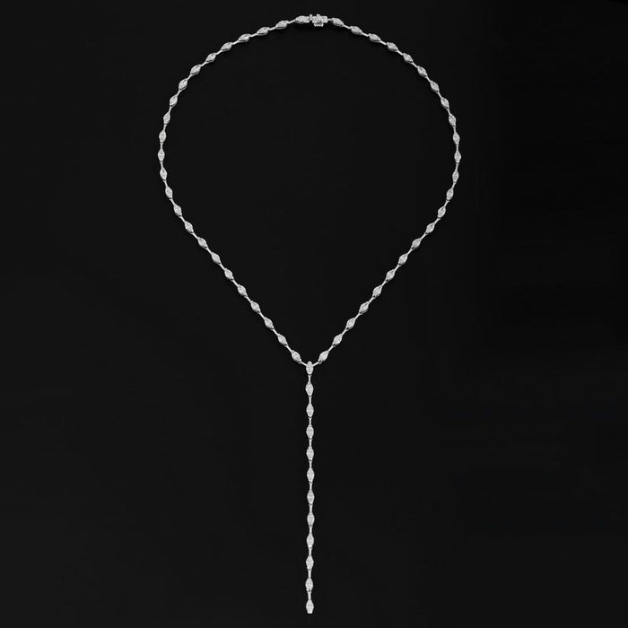 Moon Lariat Diamond Necklace in 18K White Gold