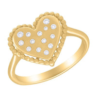 Diamond Polka Dot Heart Ring in 14K Yellow Gold