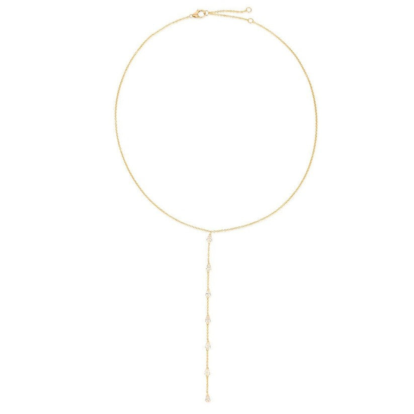 Starlit Elegance Diamond Lariat Necklace in 14K Yellow Gold