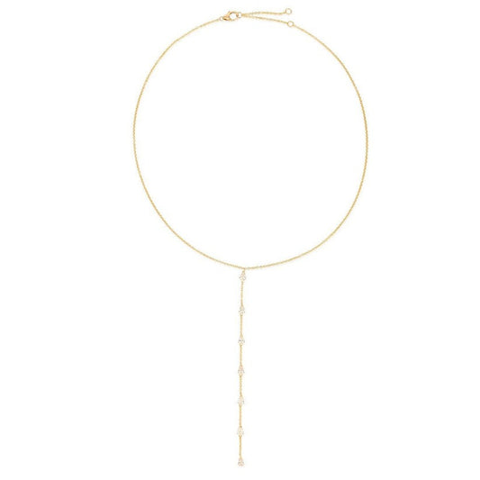 Starlit Elegance Diamond Lariat Necklace in 14K Yellow Gold