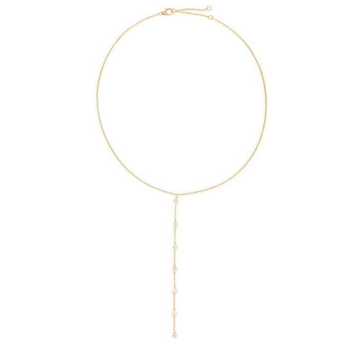 Starlit Elegance Diamond Lariat Necklace in 14K Yellow Gold