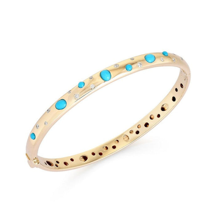 Linear Diamond Bangle Bracelet in 14K Yellow Gold