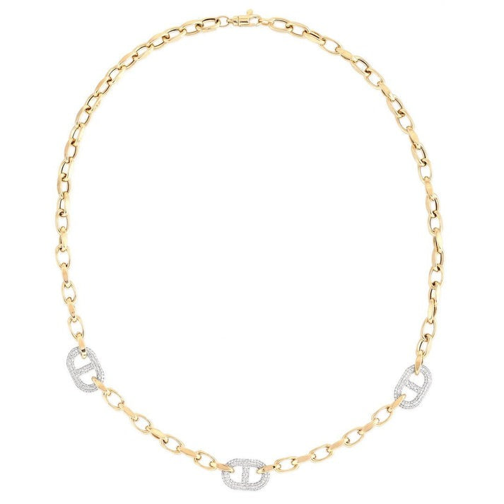 Vintage Glamorous 14K (or 18k upon request) Yellow Gold Diamond Link Necklace