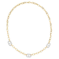 Vintage Glamorous Signature Diamond Link Necklace in 14K Yellow Gold