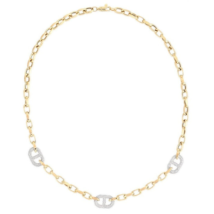 Vintage Glamorous 14K (or 18k upon request) Yellow Gold Diamond Link Necklace