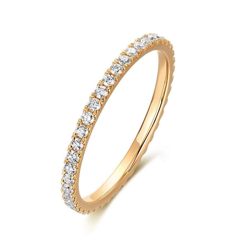 Micro Pave Diamond Eternity Band Ring in 14K Yellow Gold