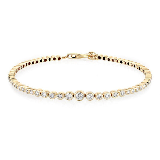 Bezel Bloom Graduated Diamond Line Bracelet in 14K Gold