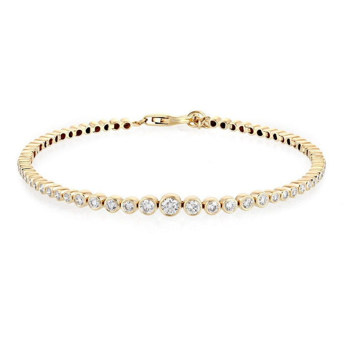 Bezel Bloom Graduated Diamond Line Bracelet in 14K Gold