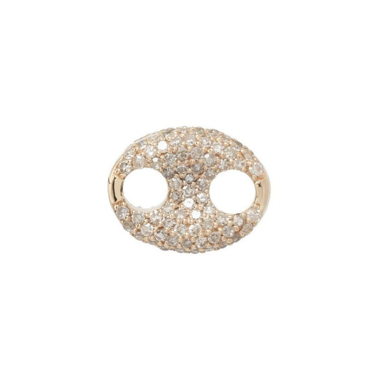 Pave Oval Diamond Double Hole Link Charm in 14K Yellow Gold