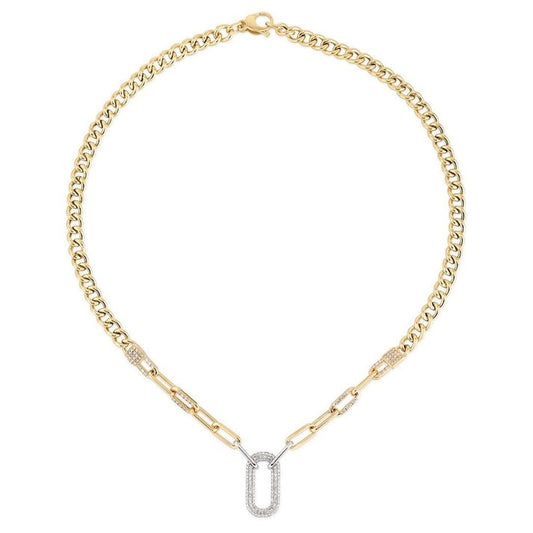 Urban Signature Diamond Link Necklace in 14K Yellow Gold