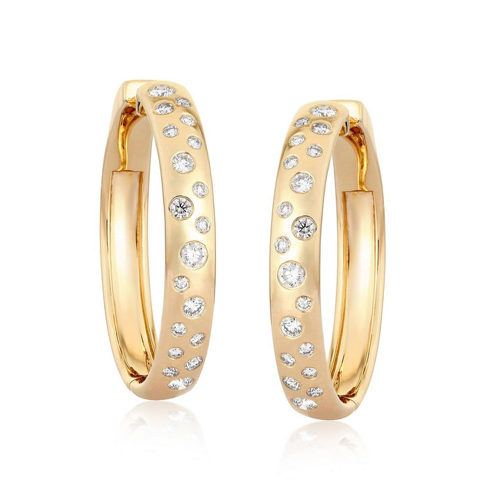 Blazing Glamour Hoops Diamond Earrings in 14K Yellow Gold