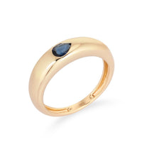 Solitaire Pear Sapphire Band Ring in 14K Yellow Gold
