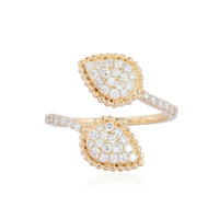 Double Pear Shaped Diamond Wrap Ring in 14K Yellow Gold