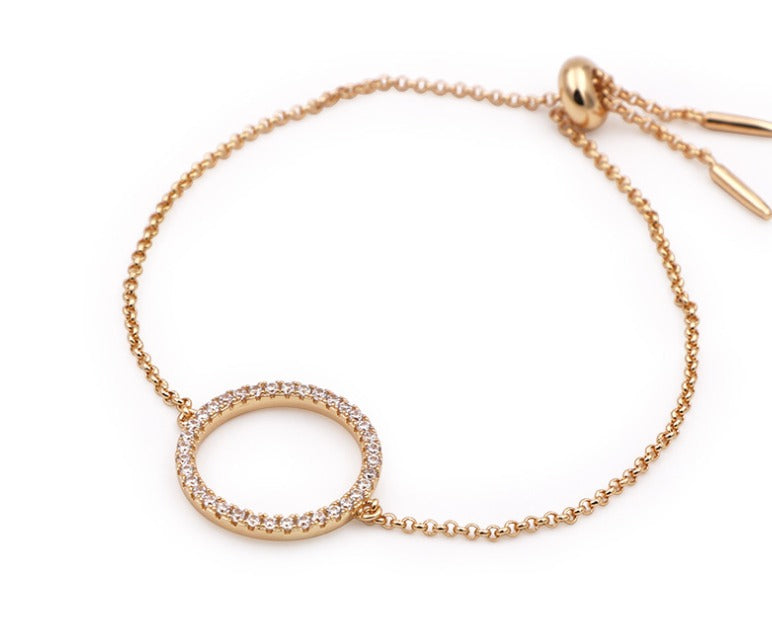 Round Diamond Halo Bracelet in 14K Yellow Gold