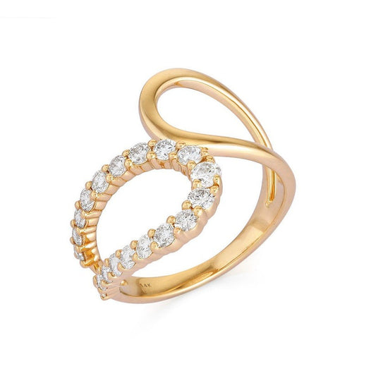 Open Wrap Diamond Sapphire Ring in 14K Yellow Gold