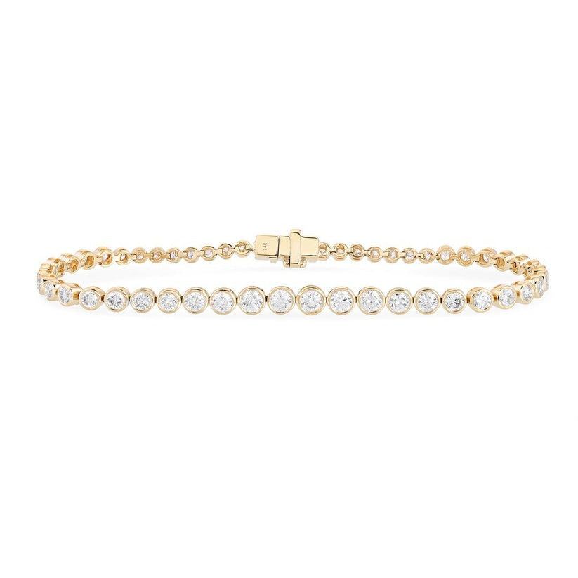 Celestial Curve Diamond Dot Tennis Bracelet in 14K Yellow Gold