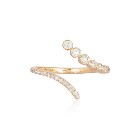 Diamond Bezel Open Spiral Ring in 14K Yellow Gold